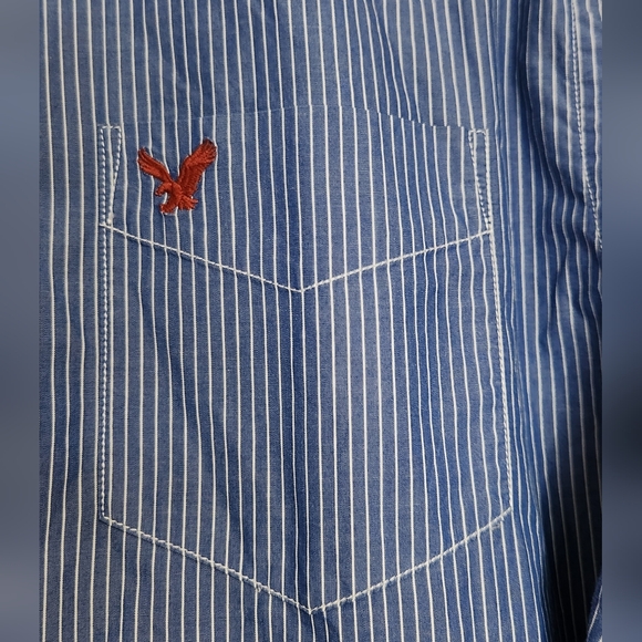 Mens American Eagle Vintage Fit Long Sleeve Striped Button Front Shirt Size XL - Picture 4 of 10